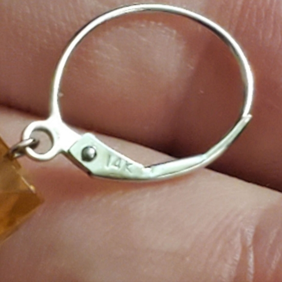 14k white gold checkerboard cut citrine earrings! These are long earrings a litt - Picture 3 of 12